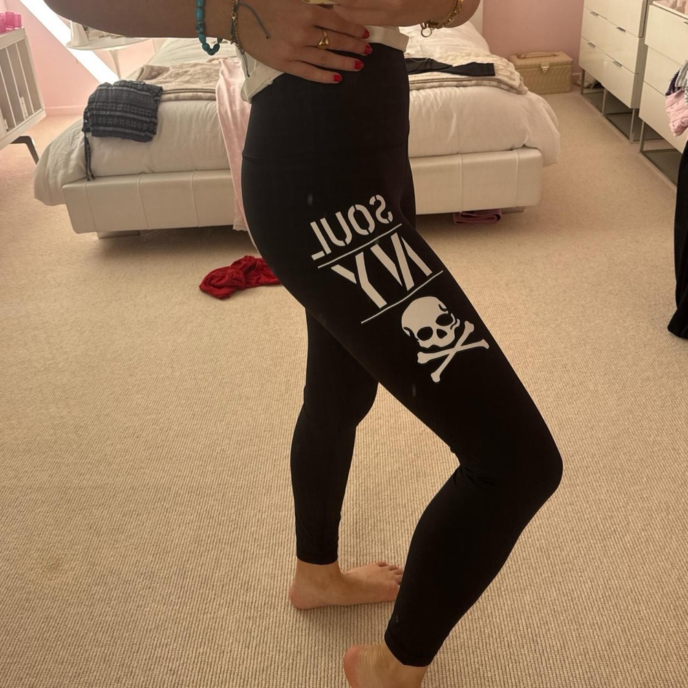 Black Skull Print Kids Leggings